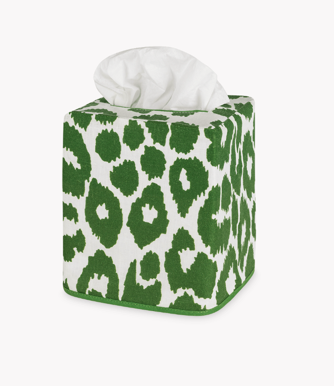 Leopard Print Linen Tissue Box Cover