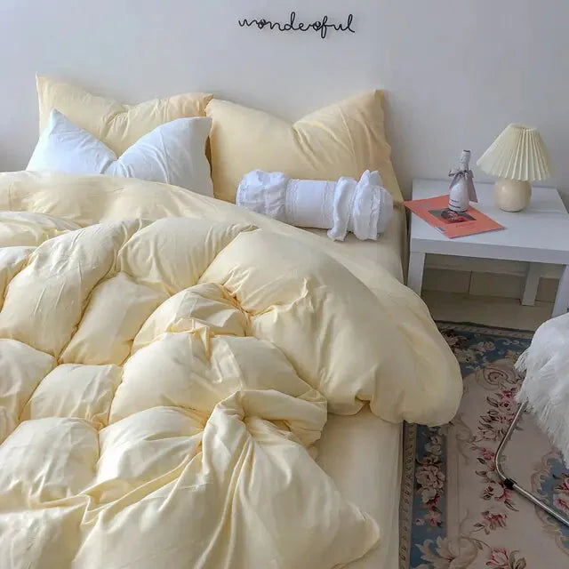 Light Yellow / 1.2m Bed-3 Piece