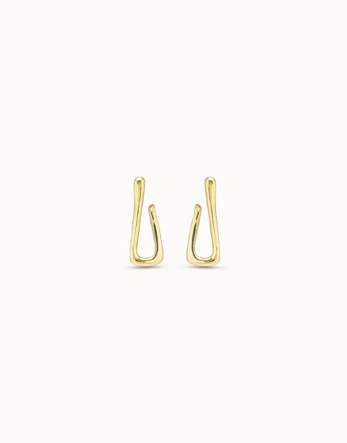 Link Shaped Hoop Earrings Gold