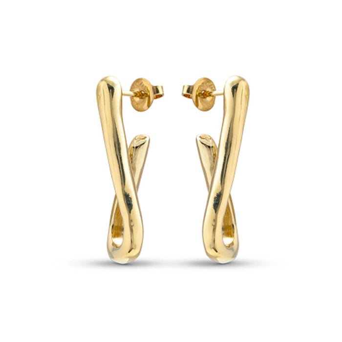 Link Shaped Hoop Earrings Gold