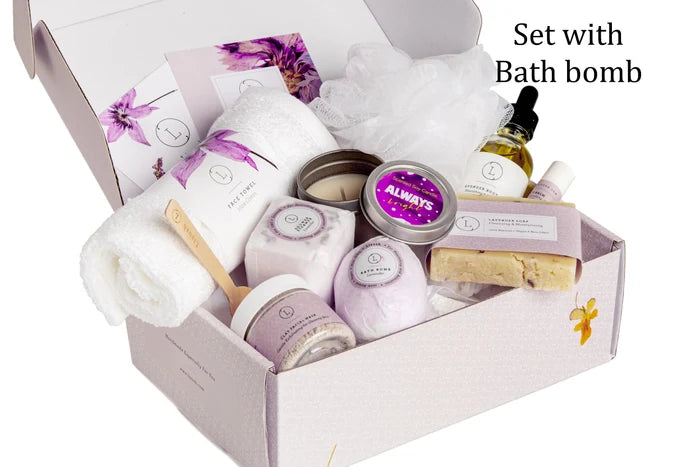Lizush All Natural Lavender Gift Box with Bath Bomb and Shower Steamer - bath & body products Rieworkes