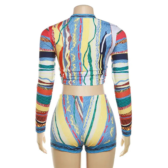Long Sleeve Printed Mini Short Rieworkes