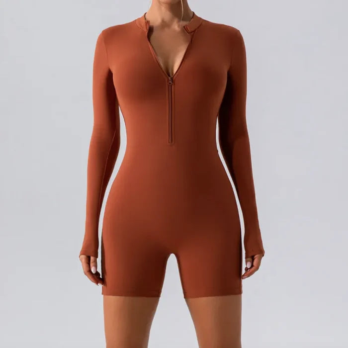 Long-Sleeve Zippered One-Piece Dance Suit Rieworkes