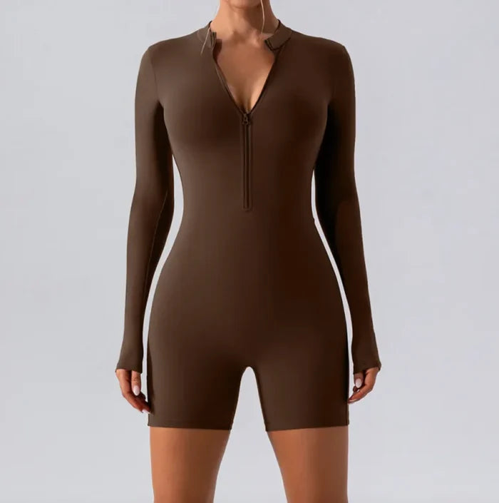 Long-Sleeve Zippered One-Piece Dance Suit Rieworkes