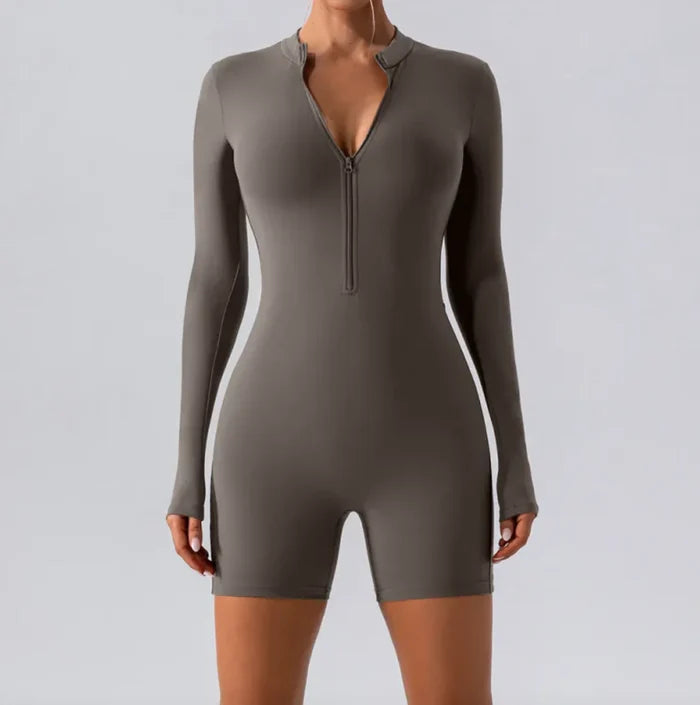 Long-Sleeve Zippered One-Piece Dance Suit Rieworkes