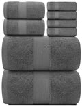 Luxury Dark Gray Bath Towel Set 8 Pcs Combed Cotton 700GSM Hotel Quality Rieworkes