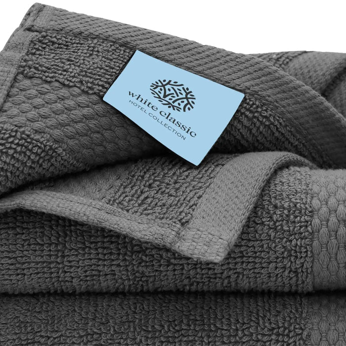 Luxury Dark Gray Bath Towel Set 8 Pcs Combed Cotton 700GSM Hotel Quality Rieworkes