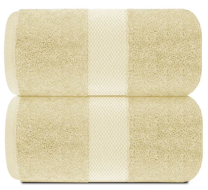 Luxury Soft Beige Bath Sheet Towels 2 Pack Extra Large 35x70 inch 650 GSM Rieworkes