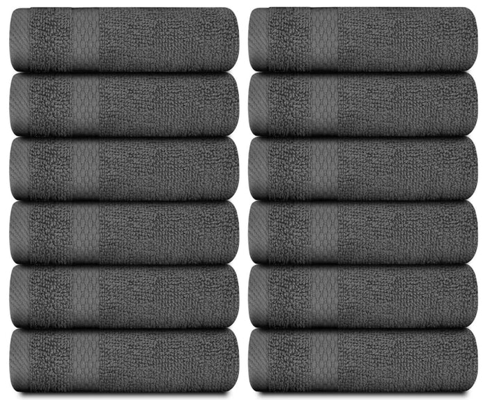 Luxury Washcloths for Bathroom Hotel Spa 12 Set 13x13 Inch Dark Gray Circlet Rieworkes
