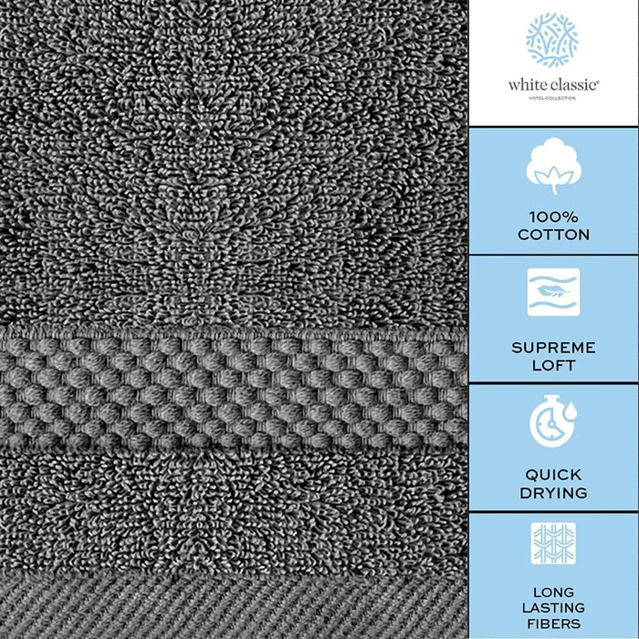 Luxury Washcloths for Bathroom Hotel Spa 12 Set 13x13 Inch Dark Gray Circlet Rieworkes
