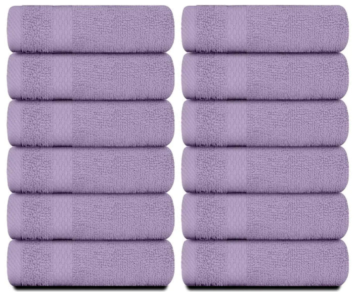 Luxury Washcloths for Bathroom Hotel Spa Bulk Set of 12 Lavender 13x13 Inch Rieworkes