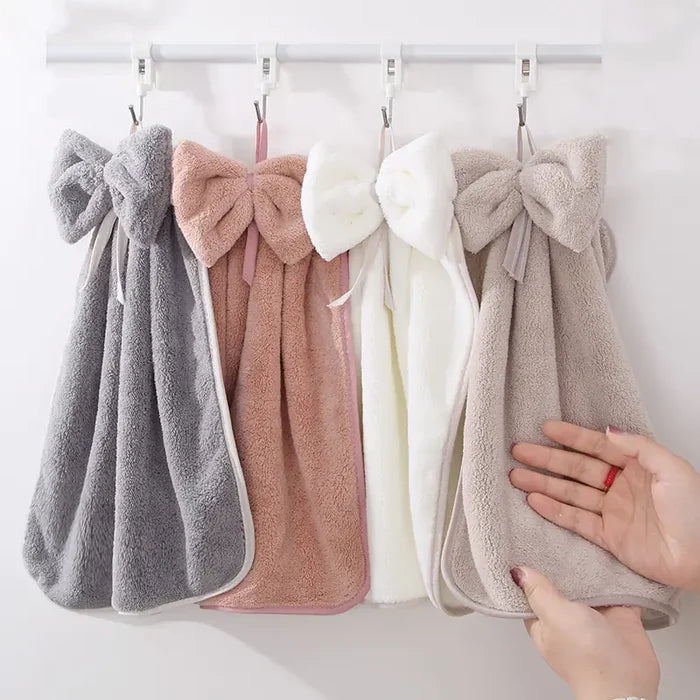Microfiber Soft Quick Dry Cleaning Bowknot Hand Towels Rieworkes