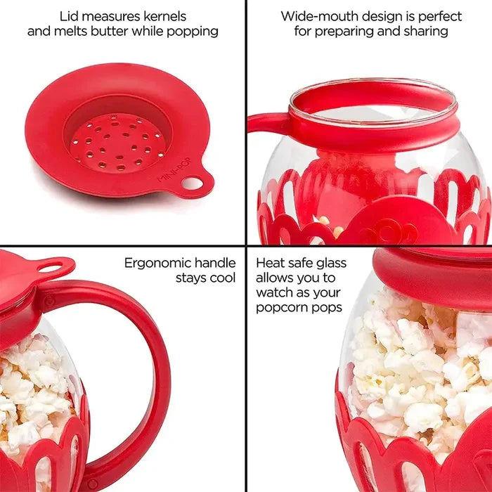 Microwave Glass Popcorn Popper With Silicone Lid Rieworkes