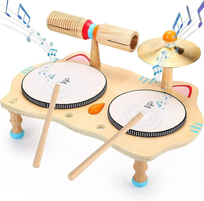 Montessori Wooden Drums Set Rieworkes