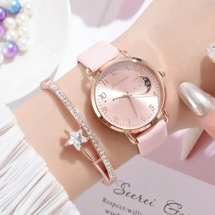 Moon Numbers Bracelet Watches Set Rieworkes
