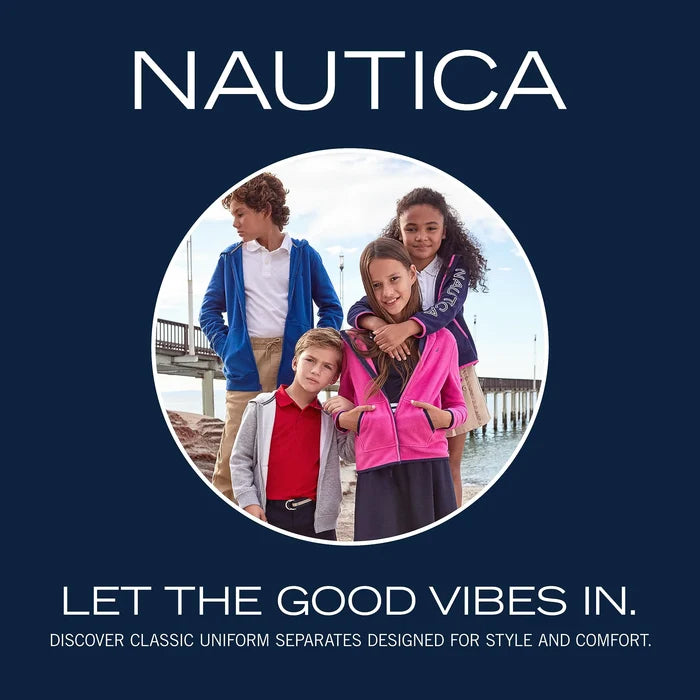 Nautica Boys' School Uniform Long Sleeve Polo Shirt, Button Closure, Comfortable, Breathable Fabric 6 Burgundy Rieworkes