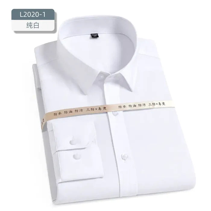 Oil Stain Proof Waterproof Hydrophobic Men Short Sleeve Business White Shirt Rieworkes