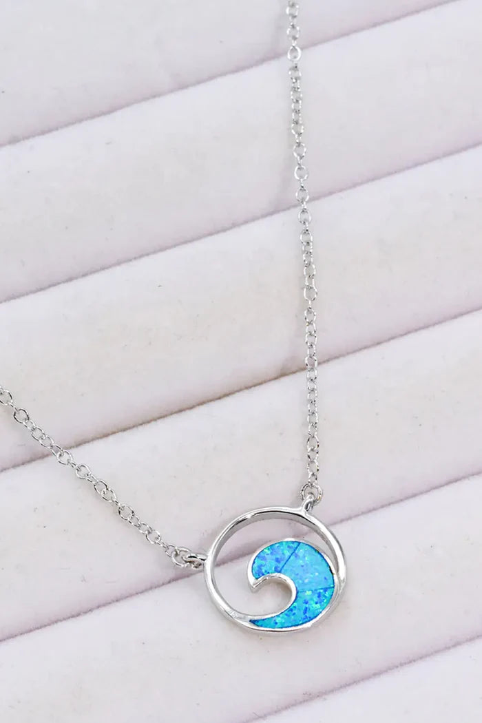 Opal Wave Pendant Necklace Rieworkes