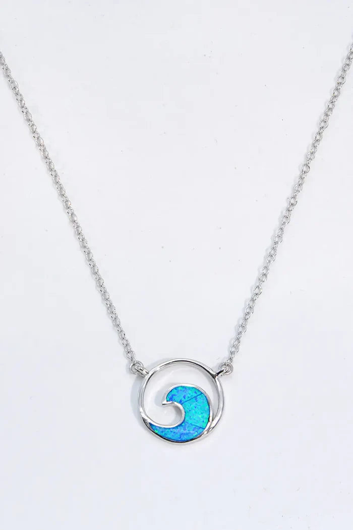 Opal Wave Pendant Necklace Rieworkes