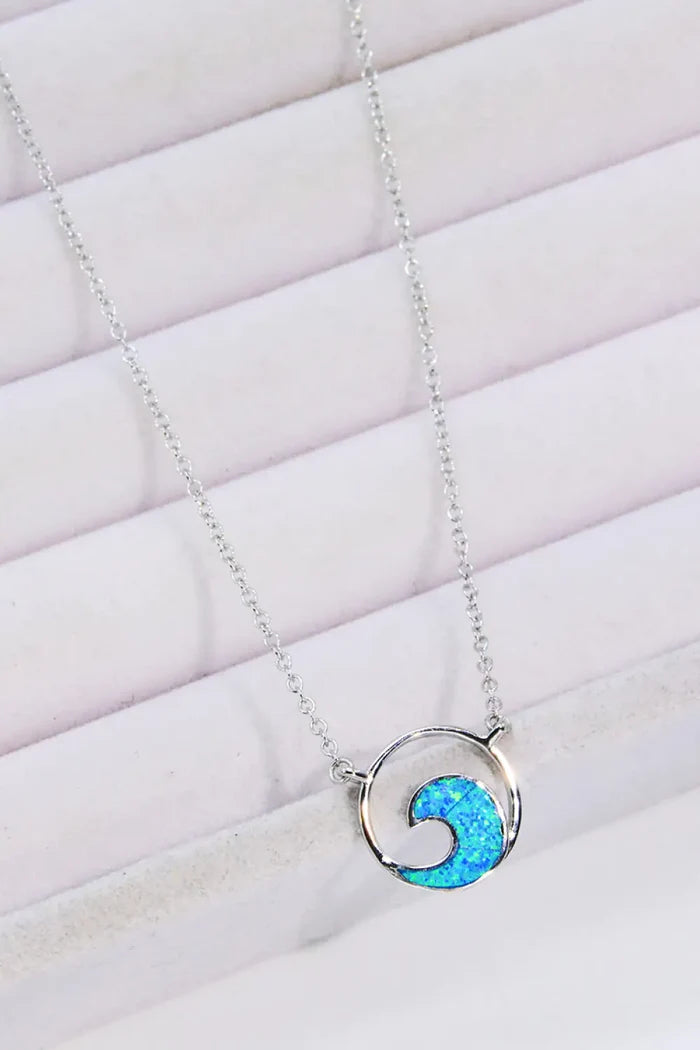 Opal Wave Pendant Necklace Rieworkes