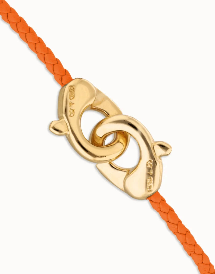 Orange leather bracelet with interlocking carabine