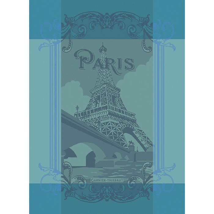 Paris Seine Turquoise Kitchen Towel-Gina's Home Linen Ltd
