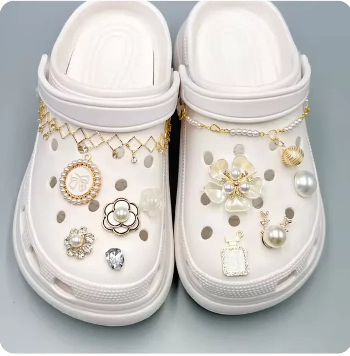 Pearl Chain Shoe Charms for Crocs and Sandals - Elegant DIY Decorations for Women Rieworkes