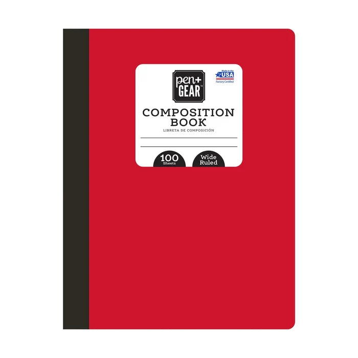 Pen + Gear 100 Sheets Composition Book, Wide Ruled Rieworkes
