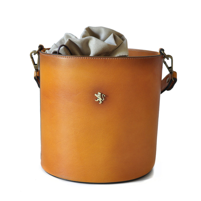 Pratesi Bag Secchiello in genuine Italian leather - Vegetable Tanned Italian Leather Cognac