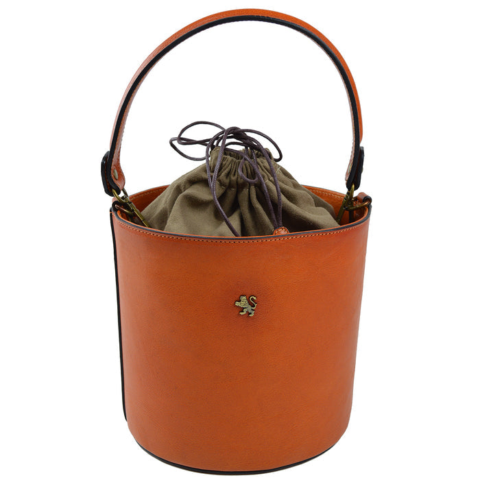 Pratesi Bag Secchiello in genuine Italian leather - Vegetable Tanned Italian Leather Orange