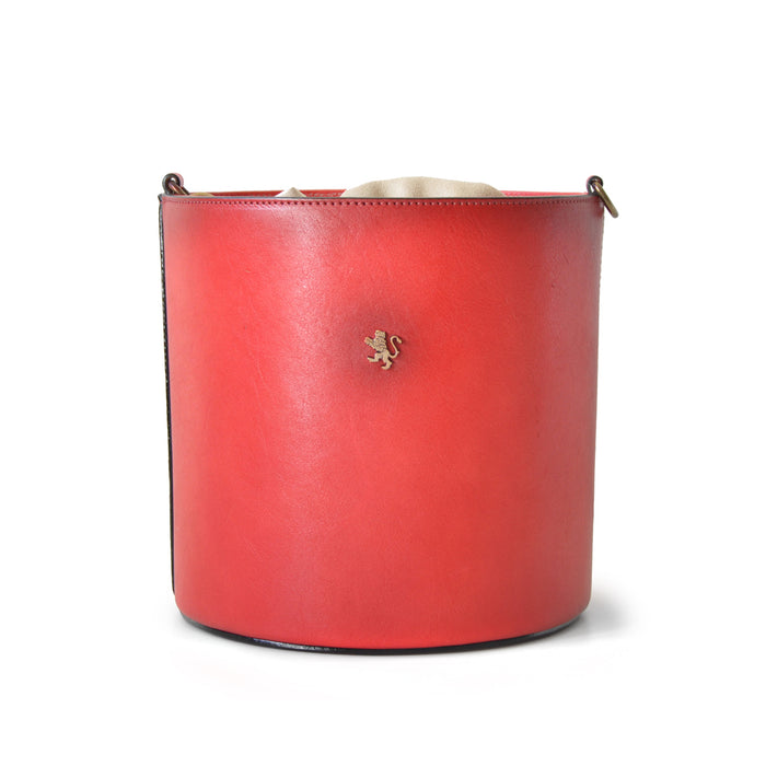 Pratesi Bag Secchiello in genuine Italian leather - Vegetable Tanned Italian Leather Cherry