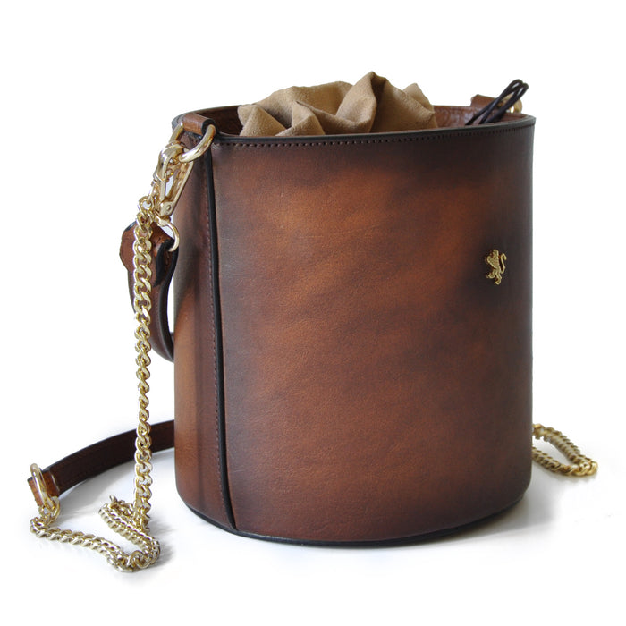 Pratesi Bag Secchiello in genuine Italian leather - Vegetable Tanned Italian Leather Cognac