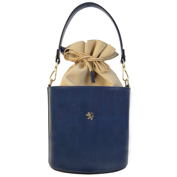 Pratesi Bag Secchiello R335 in genuine Italian leather - Brunelleschi Leather Blue
