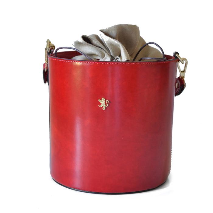Pratesi Bag Secchiello R335 in genuine Italian leather - Brunelleschi Leather Cherry