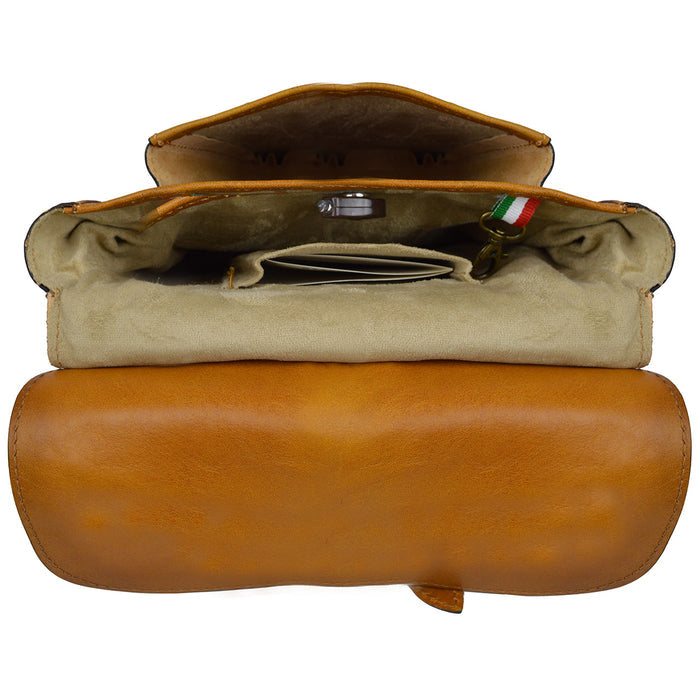 Pratesi Bisaccia Bag in genuine Italian leather - Cognac - SALE!