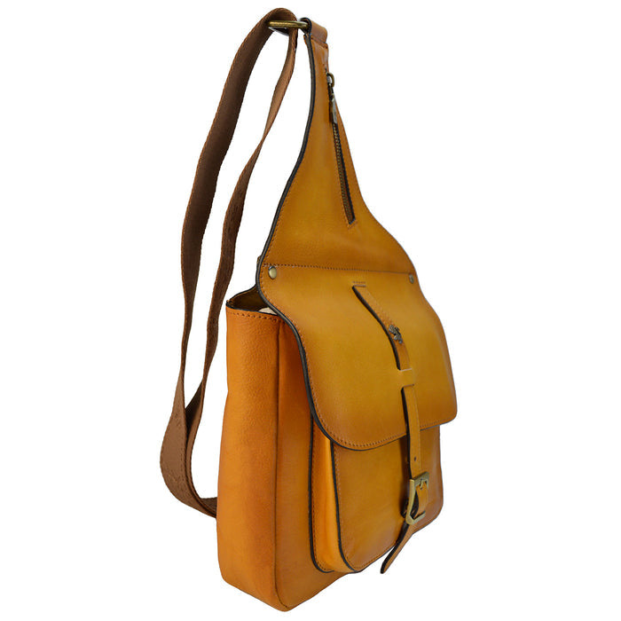 Pratesi Bisaccia Bag in genuine Italian leather - Cognac - SALE!