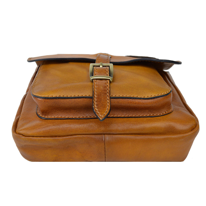 Pratesi Bisaccia Bag in genuine Italian leather - Cognac - SALE!