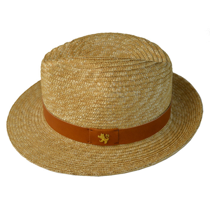 Pratesi Borsal. Cappello Uomo Paglia S204 (59cm) in Natural Straw and Genuine Italian Leather