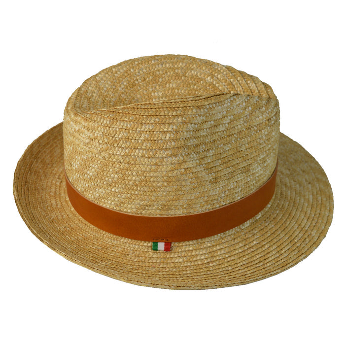 Pratesi Borsal. Cappello Uomo Paglia S204 (59cm) in Natural Straw and Genuine Italian Leather