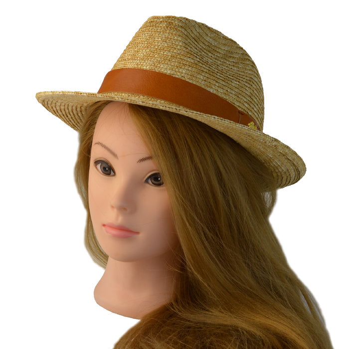 Pratesi Borsal. Cappello Uomo Paglia S204 (59cm) in Natural Straw and Genuine Italian Leather