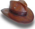 Pratesi Cagliostro Hat 61 cm in genuine Italian leather - Vegetable Tanned Italian Leather Brown