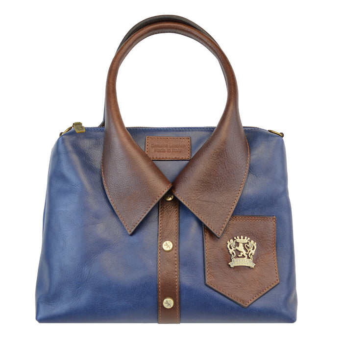 Pratesi Camicia Handbag in Vegetable-Dyed Italian Leather - Blue