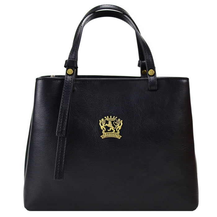 Pratesi Camperiti Ladies Handbag in Genuine Italian Vegetable Dyed Leather - Black