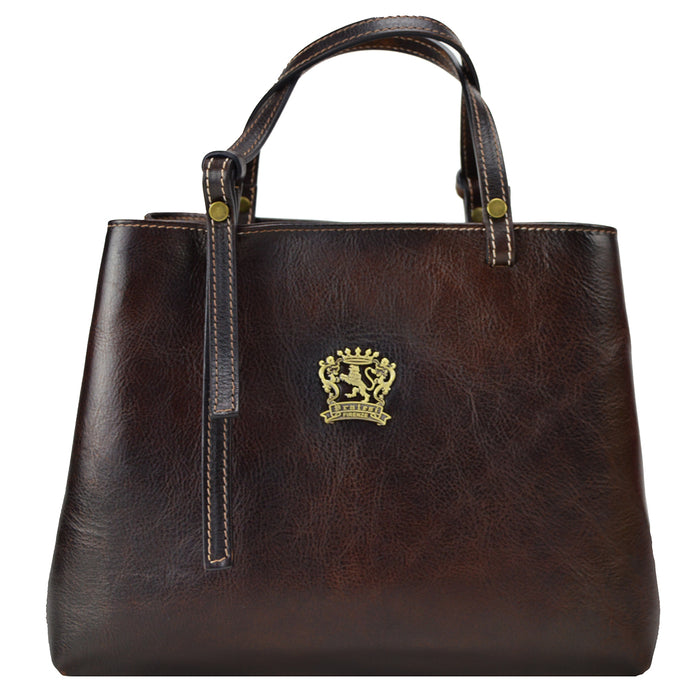 Pratesi Camperiti Ladies Handbag in Genuine Italian Vegetable Dyed Leather - Coffee