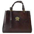 Pratesi Camperiti Ladies Handbag in Genuine Italian Vegetable Dyed Leather - Coffee