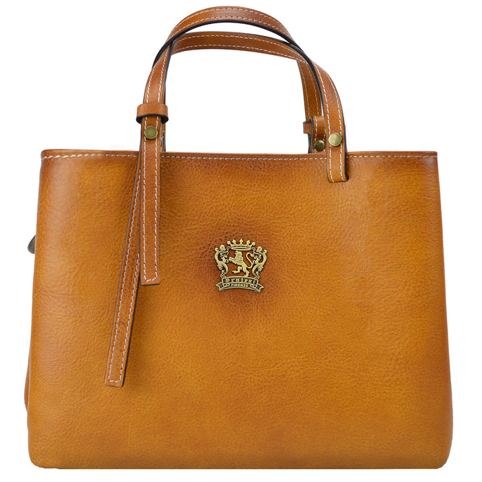 Pratesi Camperiti Ladies Handbag in Genuine Italian Vegetable Dyed Leather - Cognac