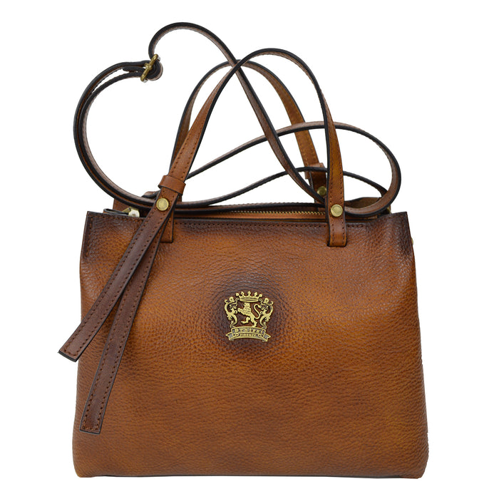 Pratesi Camperiti Ladies Handbag in Genuine Italian Vegetable Dyed Leather - Cognac
