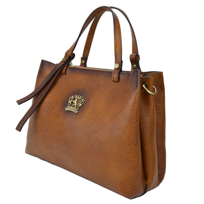 Pratesi Camperiti Ladies Handbag in Genuine Italian Vegetable Dyed Leather - Cognac
