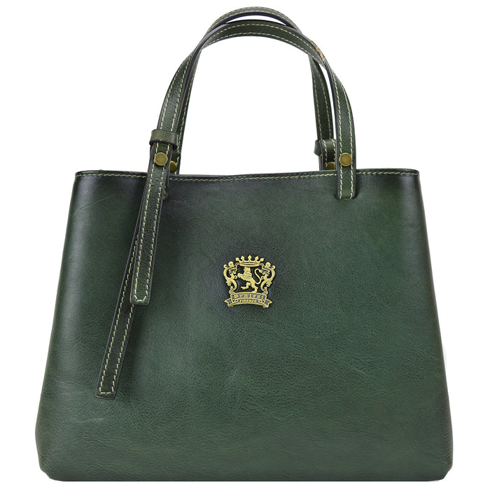 Pratesi Camperiti Ladies Handbag in Genuine Italian Vegetable Dyed Leather - Dark Green