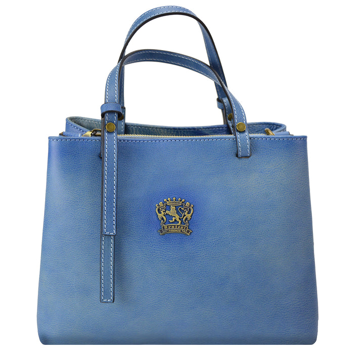 Pratesi Camperiti Ladies Handbag in Genuine Italian Vegetable Dyed Leather - Sky Blue